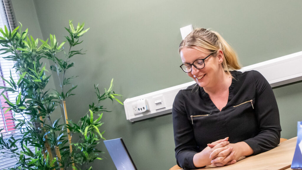 working in a small office